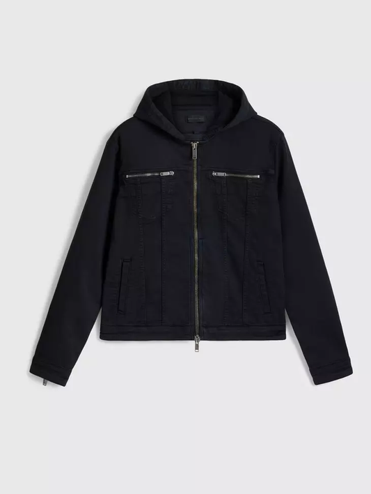 John Varvatos | La veste en jean stretch à capuche ''Scott'' - Noir