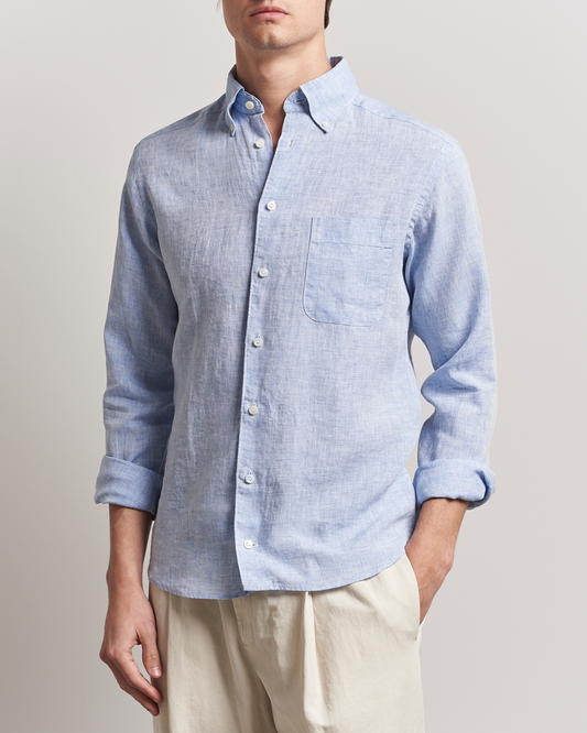 Eton | Chemise à col boutonné en lin Slim Fit - Bleu clair