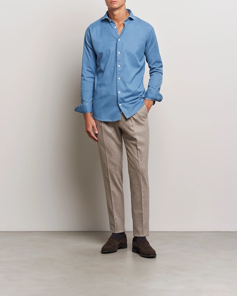 Eton |  Chemise slim en denim stretch - Bleu