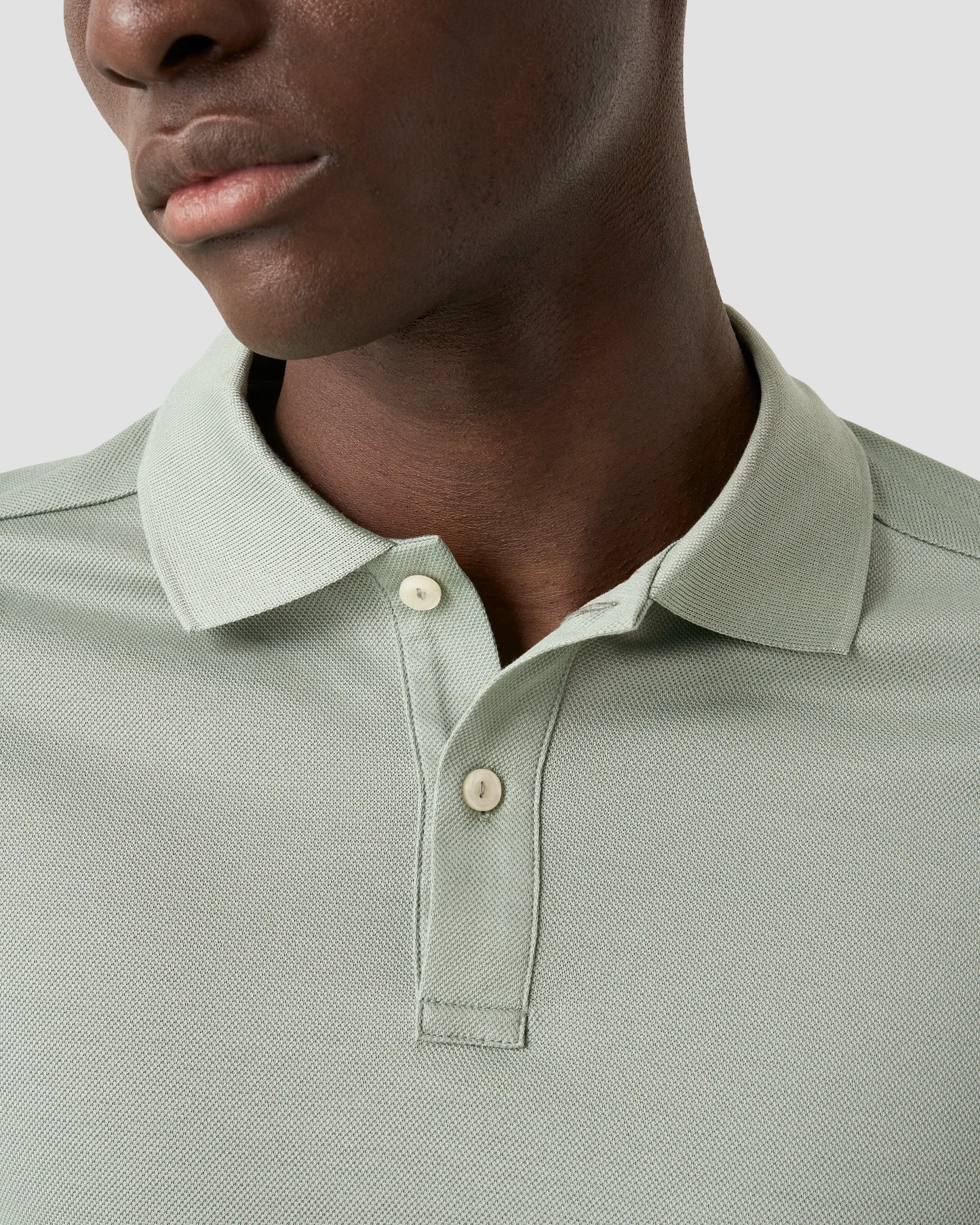 Eton | Le polo  jersey piqué de coton Uni Filo di Scozia - Sauge