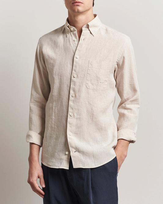 Eton | Chemise à col boutonné en lin Slim Fit - Beige