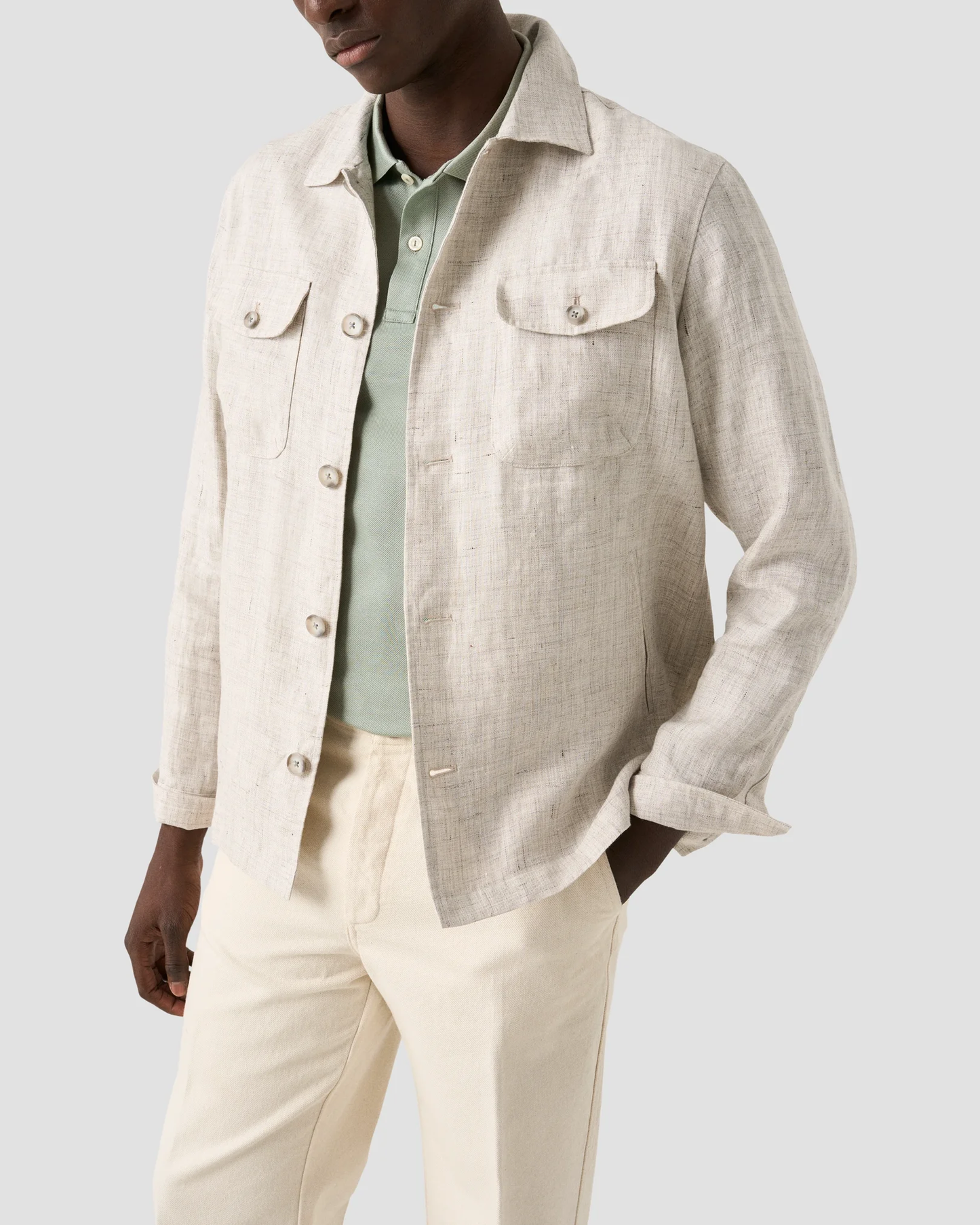 Eton | Le polo  jersey piqué de coton Uni Filo di Scozia - Sauge