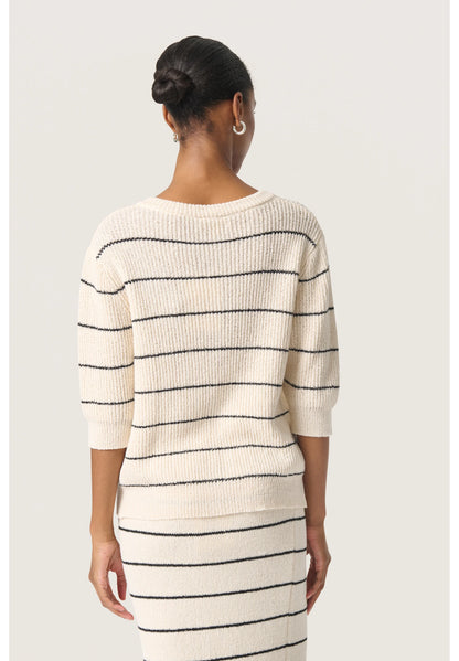 SOAKED IN LUXURY | Cardigan "WINTA" - Noir et blanc