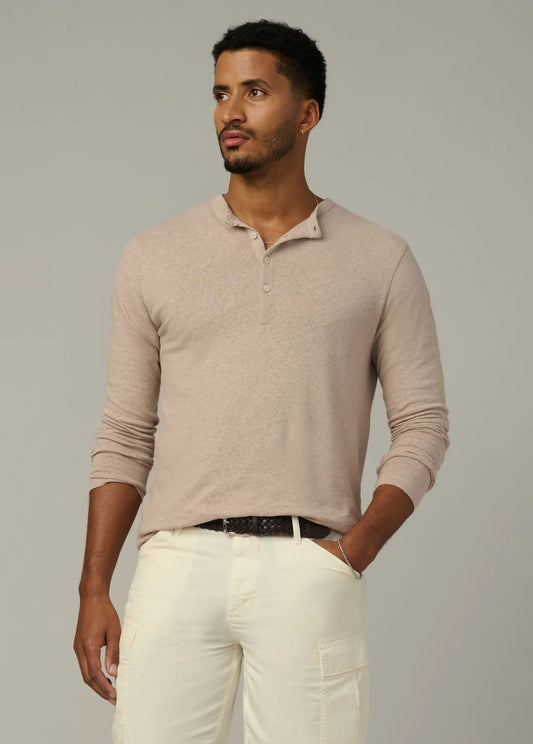 JOE's | Haut Henley à manches longues en lin et coton  - Taupe