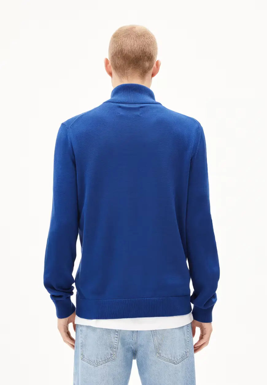 ARMEDANGELS | Pull demi-zip en coton - Bleu Lapis