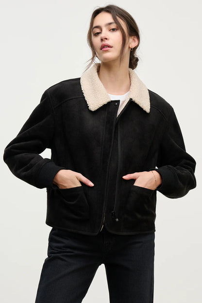 Velvet | La veste bomber ''Juno en sherpa'' - Noir/Écru