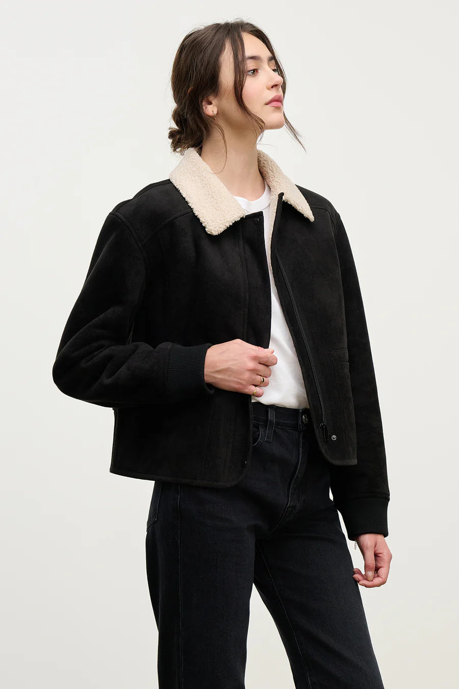 Velvet | La veste bomber ''Juno en sherpa'' - Noir/Écru