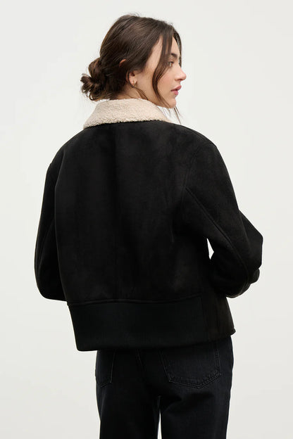 Velvet | La veste bomber ''Juno en sherpa'' - Noir/Écru
