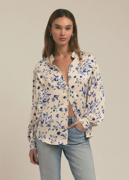 Favourite Daughter | Le haut "Lauren"- Floral bleu et ivoire