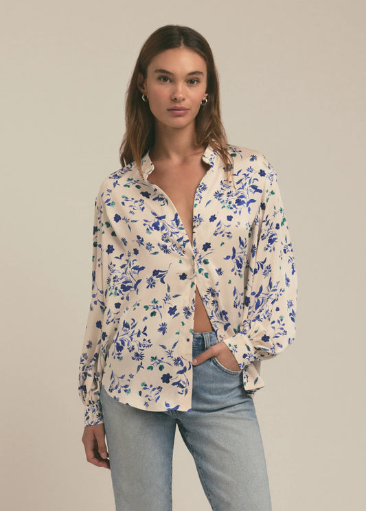 Favorite Daughter | Le haut "Lauren"- Floral bleu et ivoire