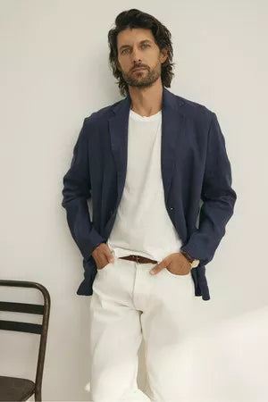 Velvet | Blazer en lin "WARREN" - Bleu marine