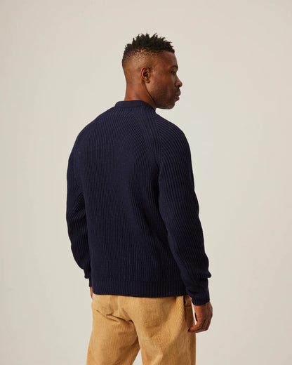 Peregrine | Pull ''Ford'' en laine mérinos  - Marine