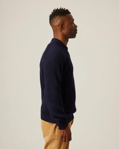 Peregrine | Pull ''Ford'' en laine mérinos  - Marine