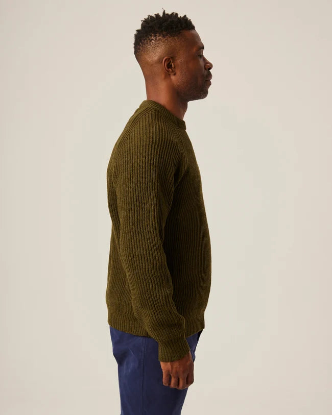 Peregrine | pull à col rond '' Ford Crew '' - Olive