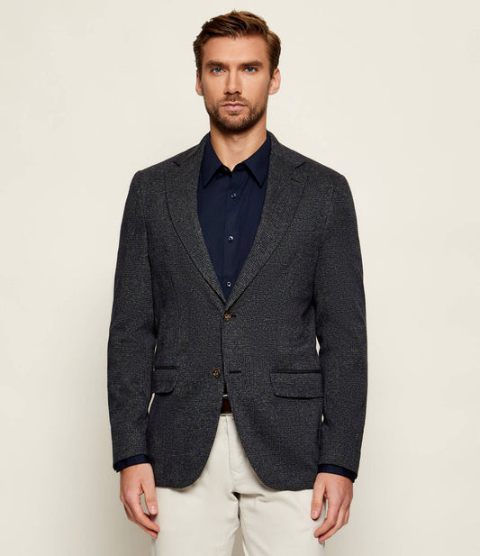 SAND Copenhagen | Blazer en jersey à carreaux Glen « Star Easy 6969 » - Bleu/gris 180