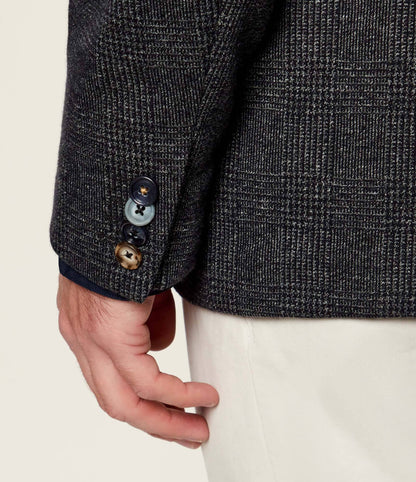 SAND Copenhagen | Blazer en jersey à carreaux Glen « Star Easy 6969 » - Bleu/gris 180