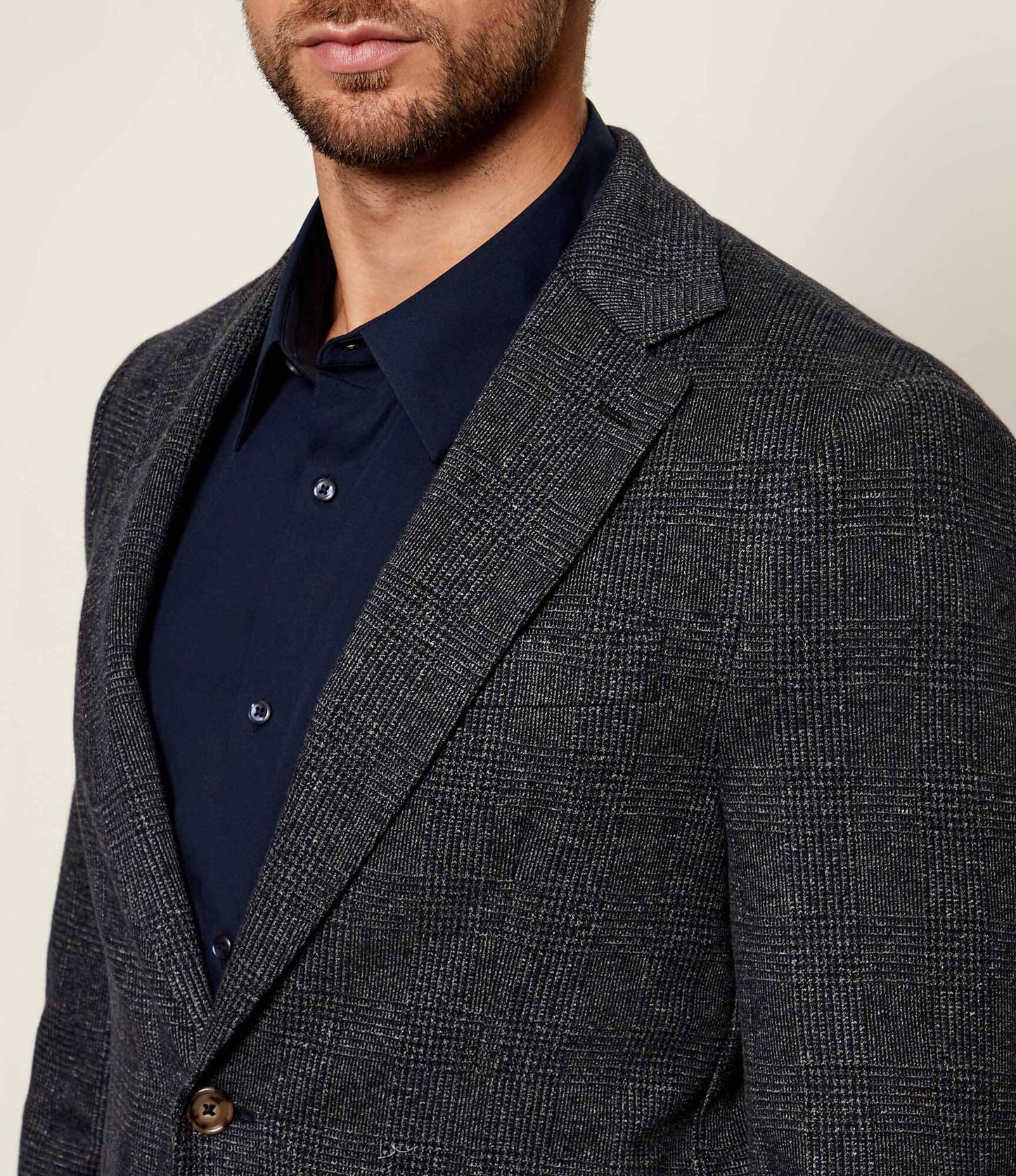 SAND Copenhagen | Blazer en jersey à carreaux Glen « Star Easy 6969 » - Bleu/gris 180