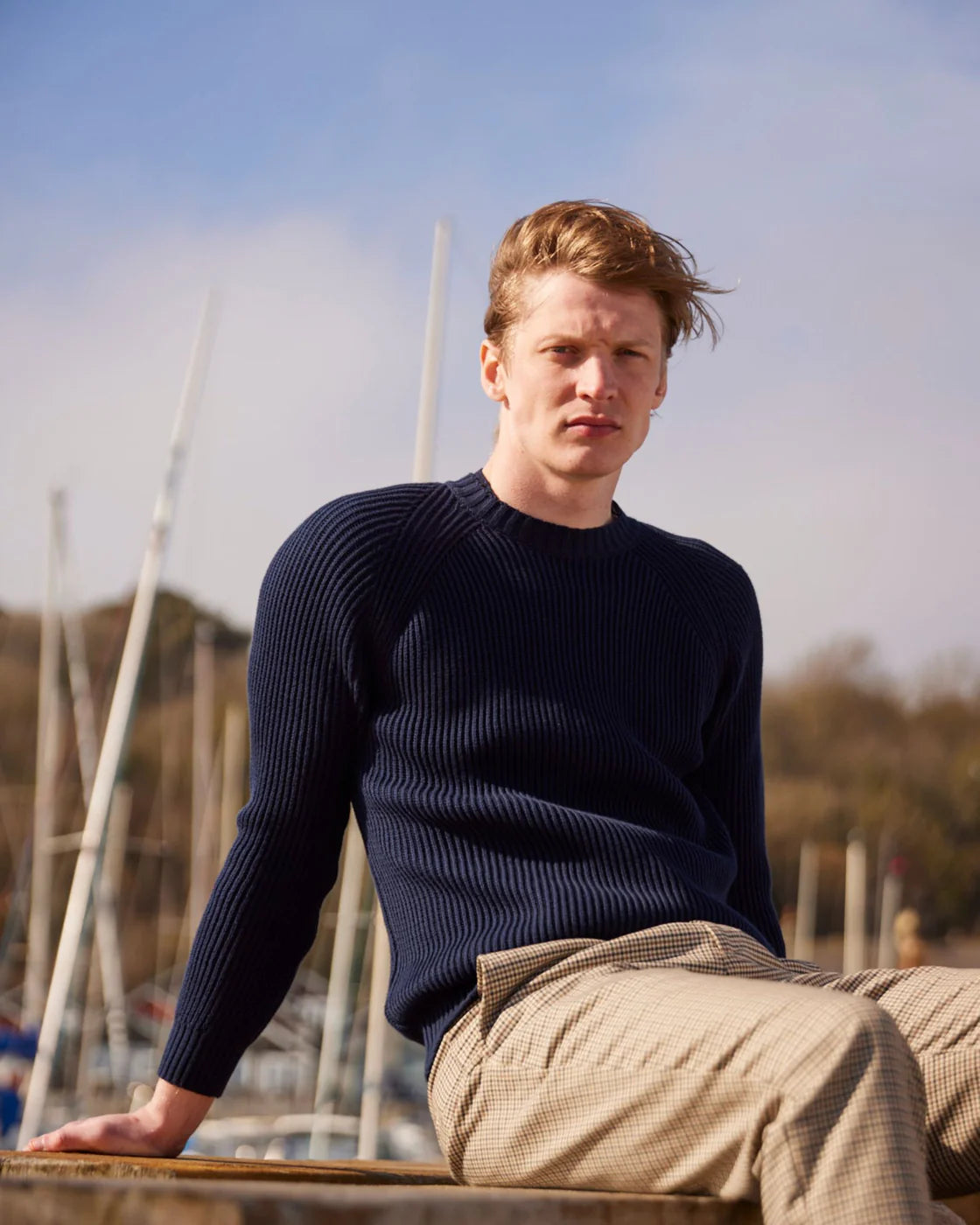 Peregrine | Pull à col rond ''Harry'' en coton - Bleu marine