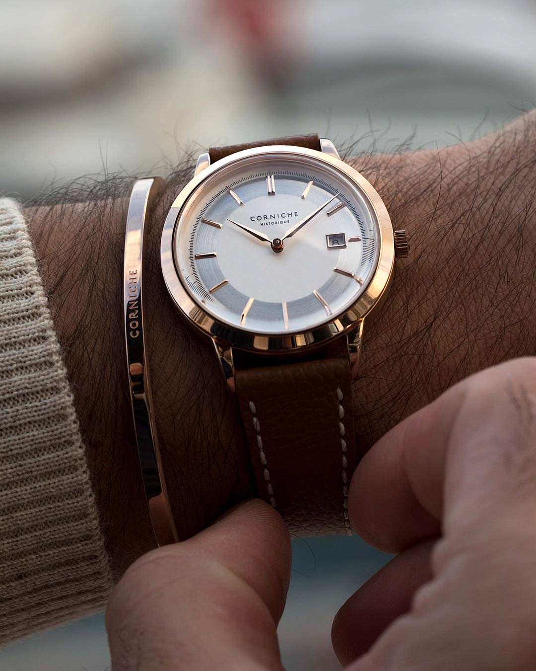 Corniche Historique men's watch rose gold with white dial 