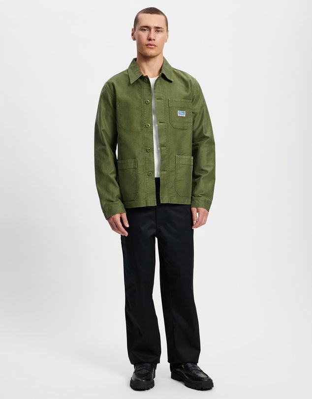 Deus Ex Machina | Veste chemise en satin de coton ''Chore'' - Vert cyprès