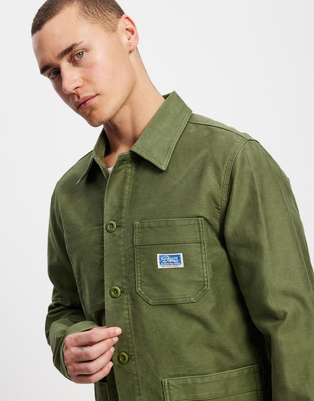 Deus Ex Machina | Veste chemise en satin de coton ''Chore'' - Vert cyprès