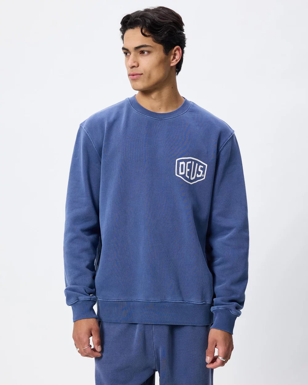 Deus Ex Machina | Sweat-shirt col rond  "Shield Garment" - Bleu mécanicien