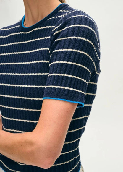 White + Warren | T-shirt en coton biologique ''Terry Blend'' - Marine/Crème