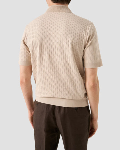 ETON | Polo jacquard à col ouvert - Beige