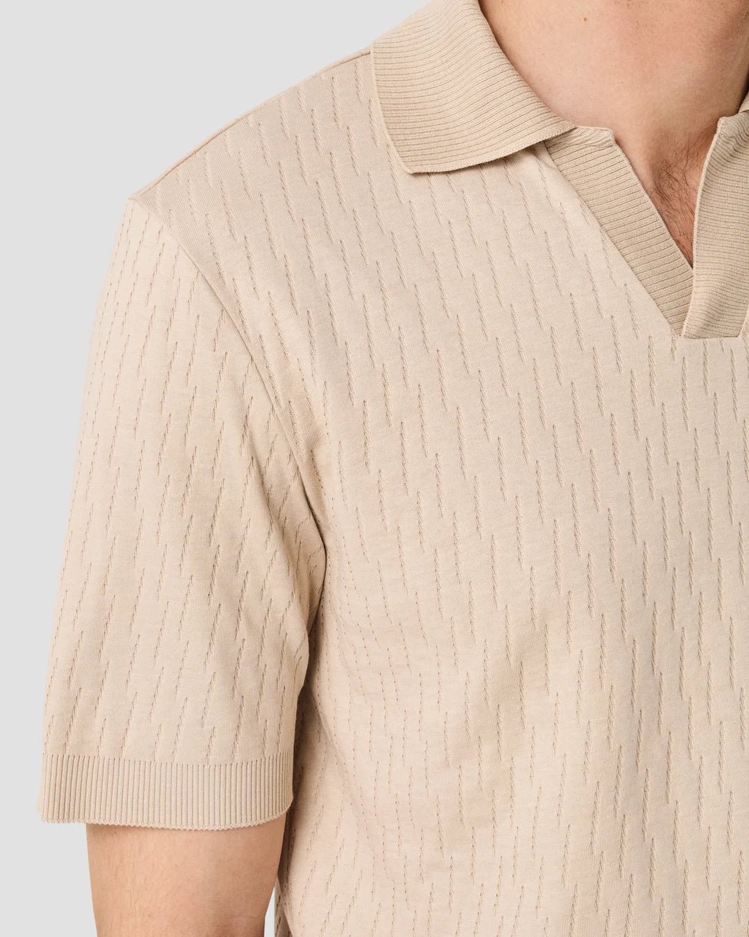 ETON | Polo jacquard à col ouvert - Beige