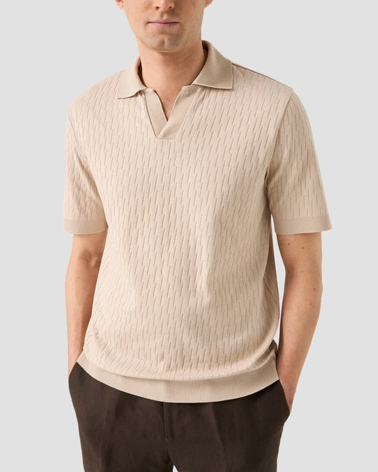 Eton | Polo jacquard à col ouvert - Beige