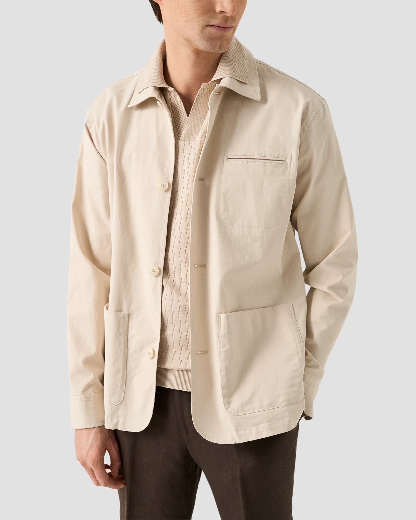ETON | Polo jacquard à col ouvert - Beige
