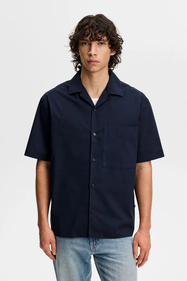 J.Lindeberg | Chemise de vacances en coton "Ellis" - Bleu Marine