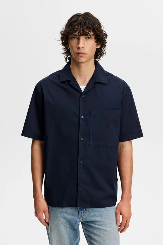 J.Lindeberg | Chemise de vacances en coton "Ellis" - Bleu Marine