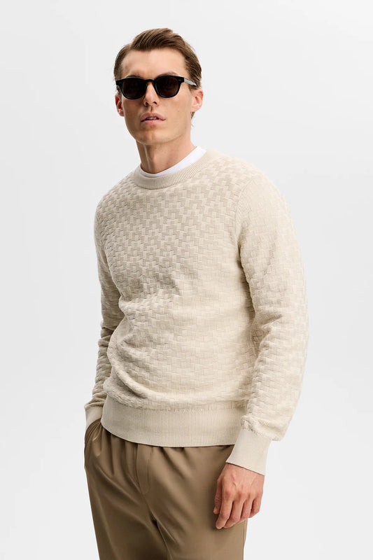 J.Lindeberg | Pull classique à col rond "Arthur" - Beige Clair