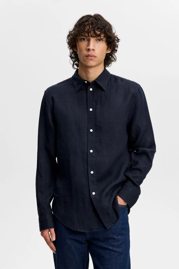 J.Lindeberg | Chemise en lin "Zachary" - Bleu Marine