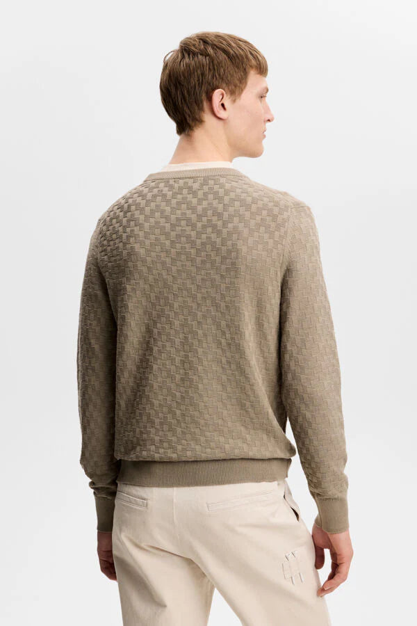 J.Lindeberg | Pull classique à col rond "Arthur" - Brun Marbré