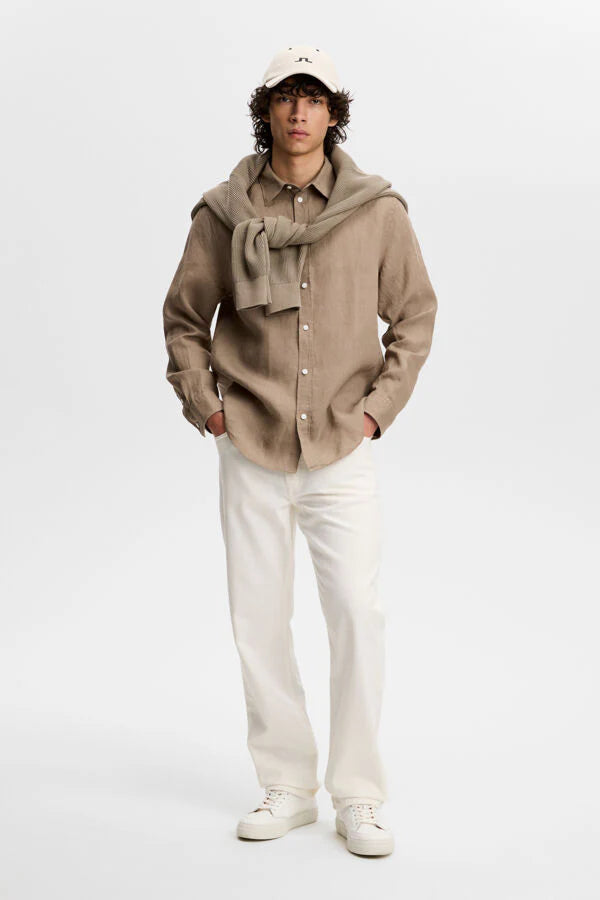 J.Lindeberg | Chemise en lin "Zachary" - Brun Marbré