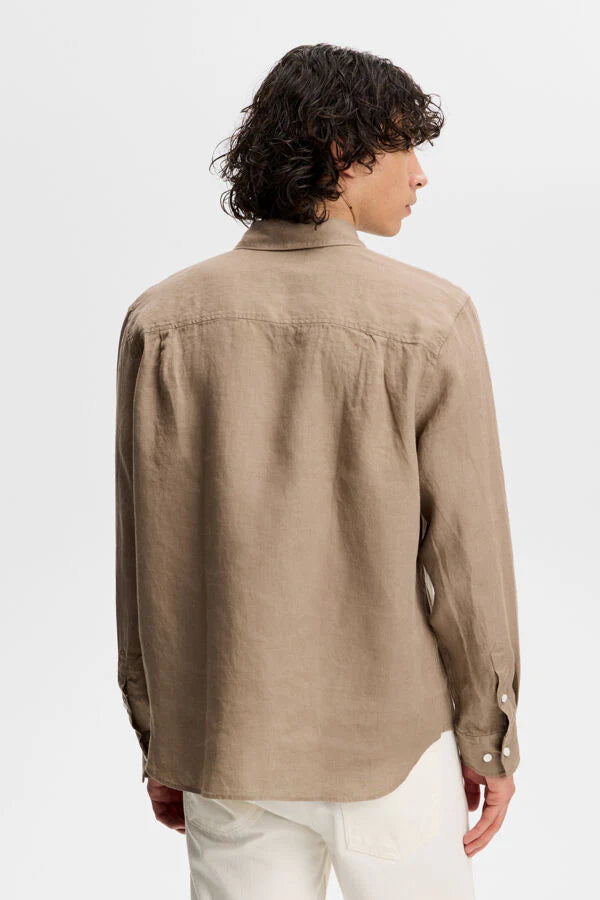J.Lindeberg | Chemise en lin "Zachary" - Brun Marbré