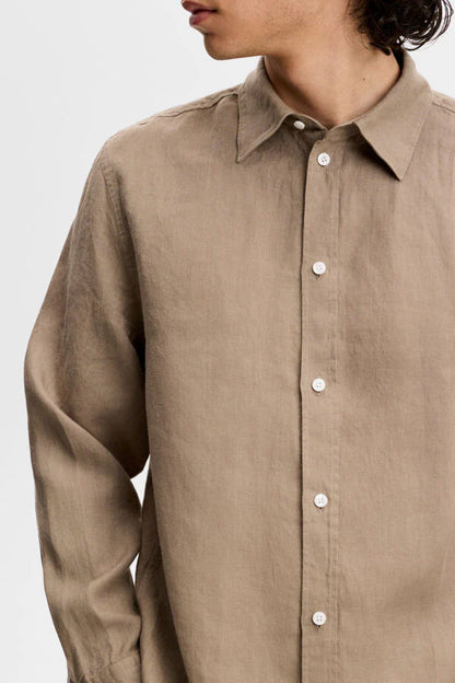 J.Lindeberg | Chemise en lin "Zachary" - Brun Marbré