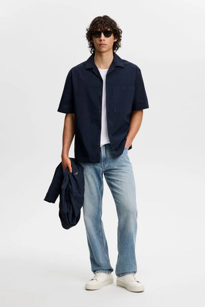 J.Lindeberg | Chemise de vacances en coton "Ellis" - Bleu Marine