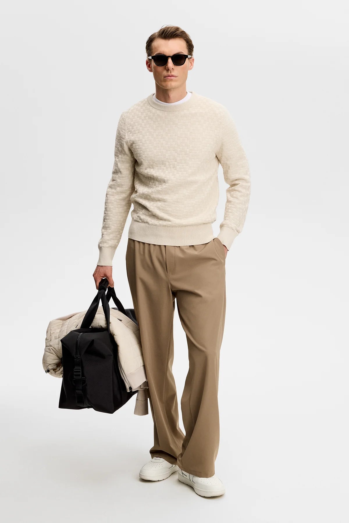 J.Lindeberg | Pull classique à col rond "Arthur" - Beige Clair
