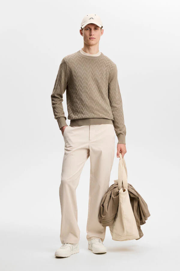 J.Lindeberg | Pull classique à col rond "Arthur" - Brun Marbré