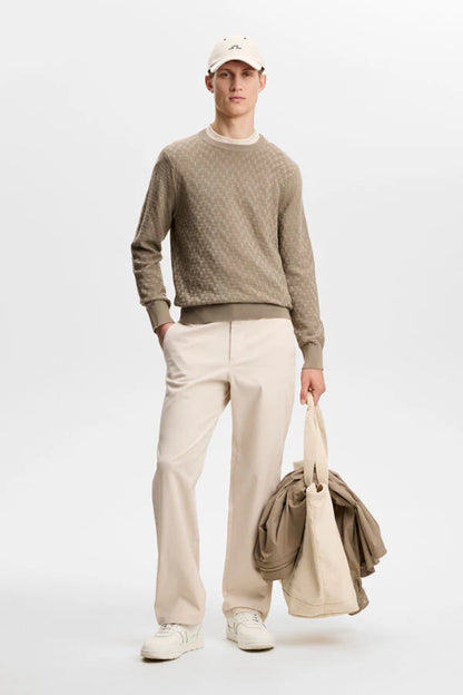J.Lindeberg | Pull classique à col rond "Arthur" - Brun Marbré