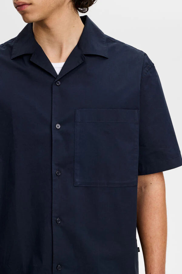 J.Lindeberg | Chemise de vacances en coton "Ellis" - Bleu Marine