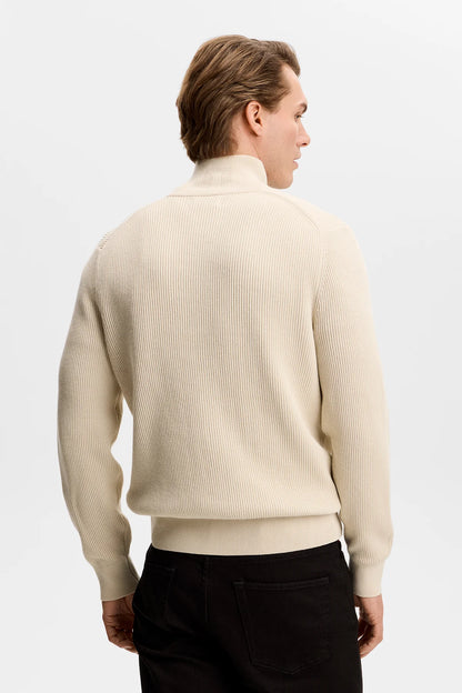 J.Lindeberg | Pull en maille à demi-fermeture éclair "Alex" - Beige Clair