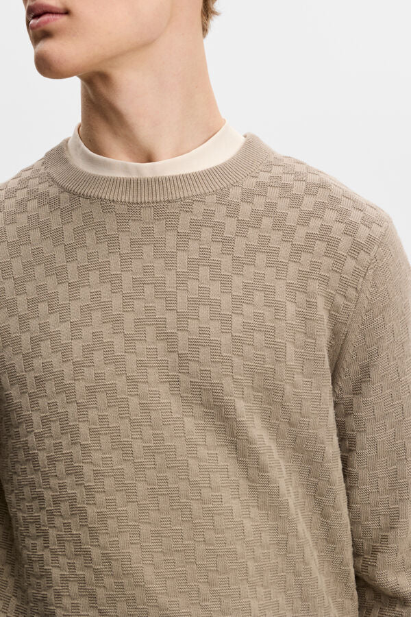 J.Lindeberg | Pull classique à col rond "Arthur" - Brun Marbré