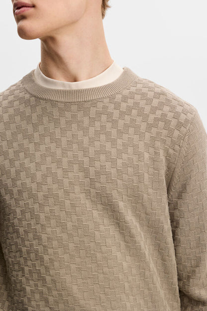 J.Lindeberg | Pull classique à col rond "Arthur" - Brun Marbré