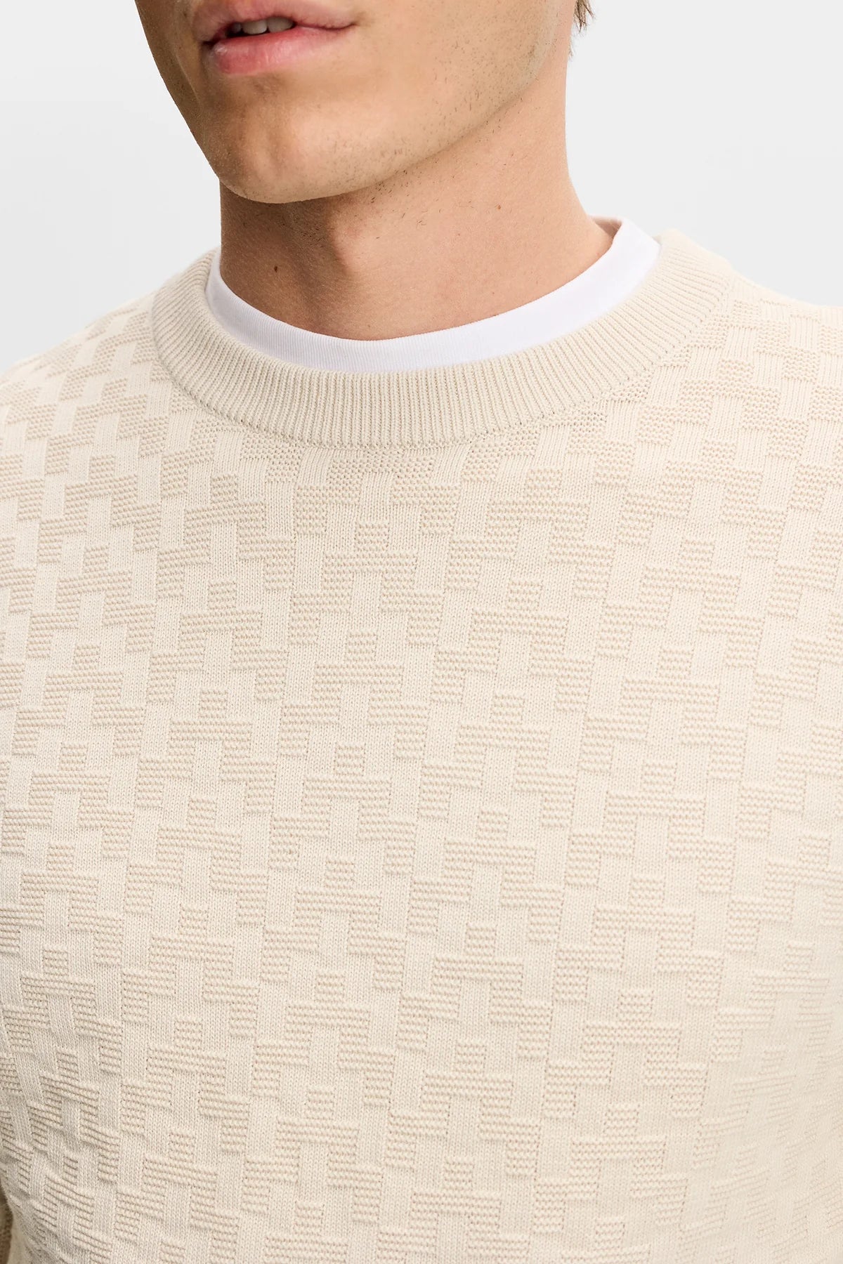 J.Lindeberg | Pull classique à col rond "Arthur" - Beige Clair