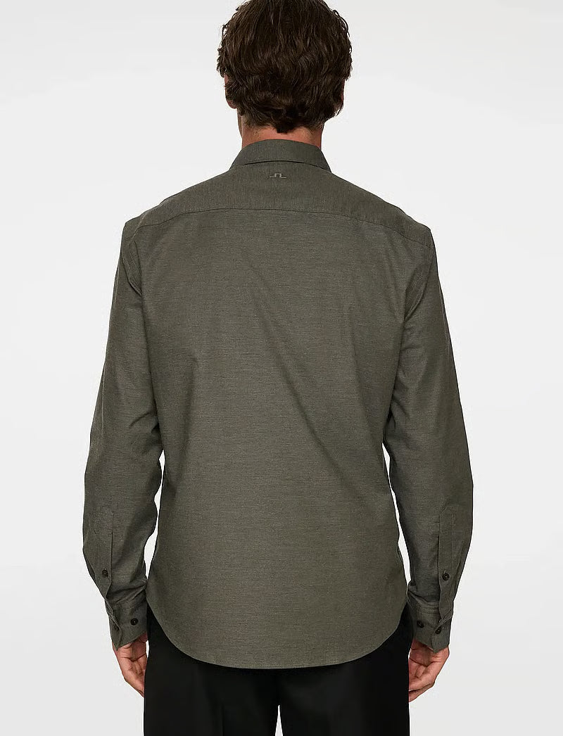 J.LINDEBERG | Chemise en flanelle légère et ajustée - Vert forêt