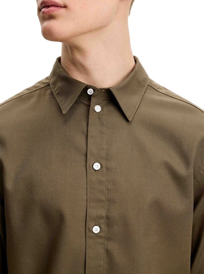 J.Lindeberg | La chemise Marlon en coton et Tencel - Vert Kalamata